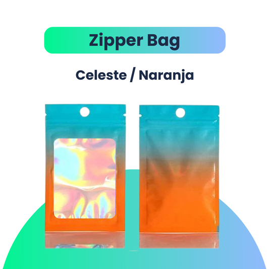 Zipper Bag p. Fundas -Celeste/Naranja